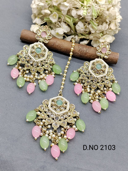 Polki Mehandi Earring & Tica Sku 2103 rchiecreation