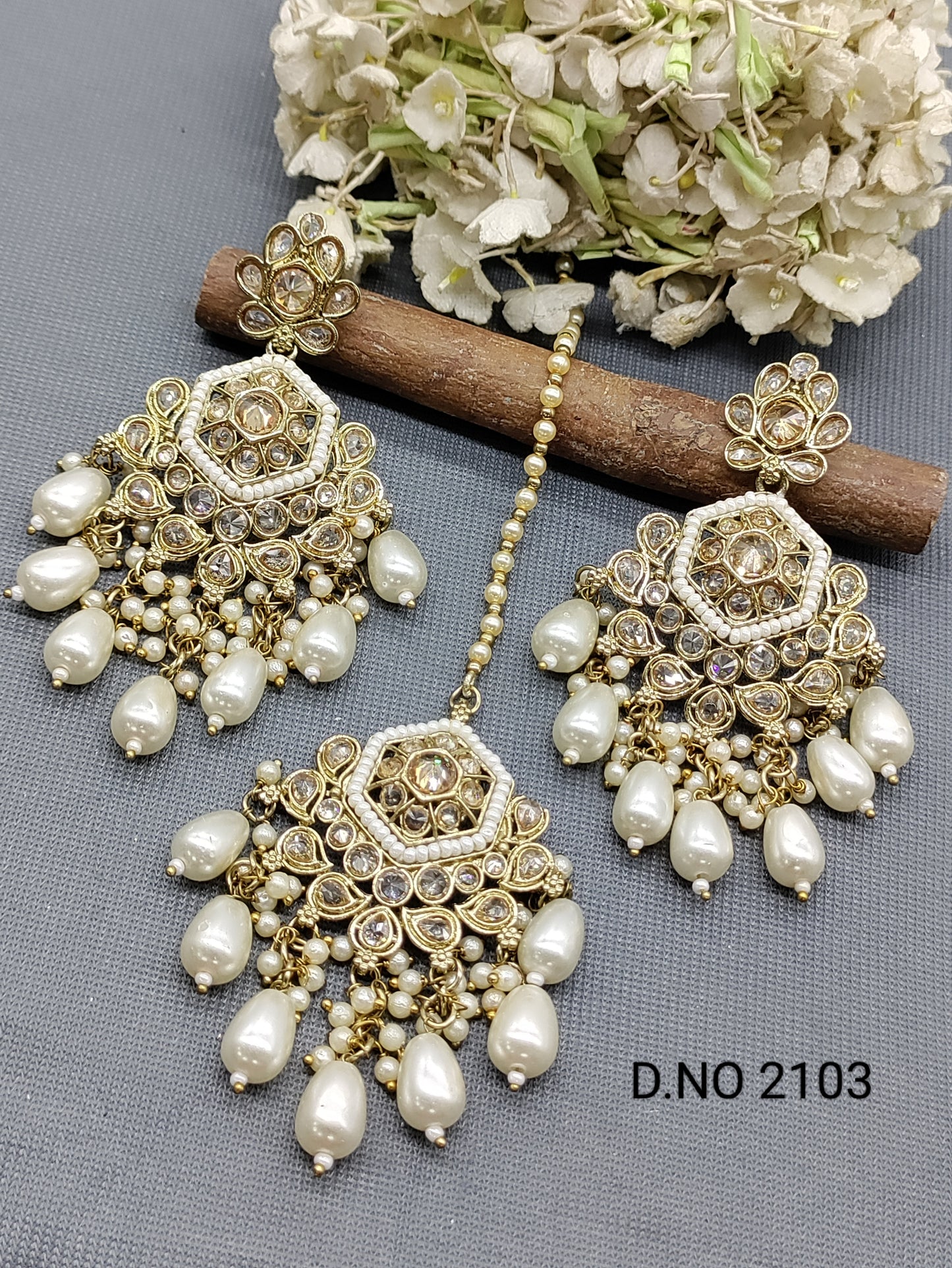 Polki Mehandi Earring & Tica Sku 2103 rchiecreation