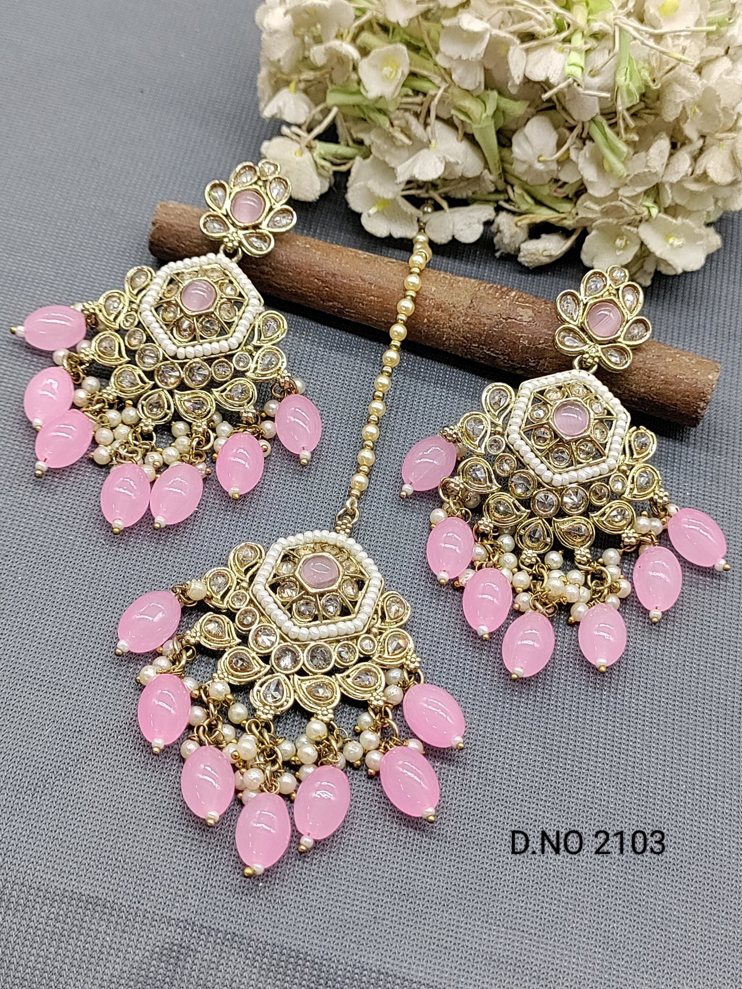 Polki Mehandi Earring & Tica Sku 2103 rchiecreation