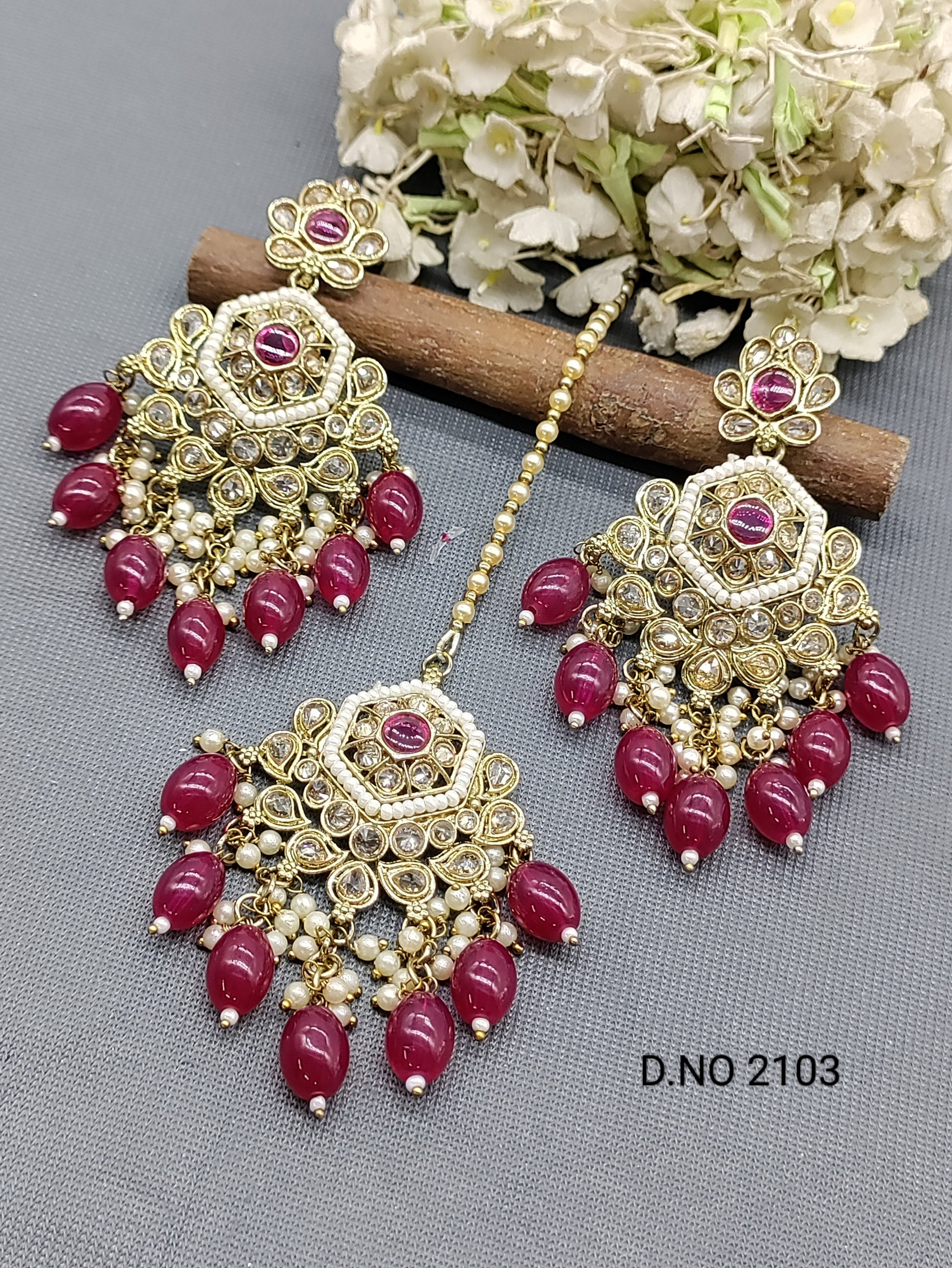 Polki Mehandi Earring & Tica Sku 2103 rchiecreation