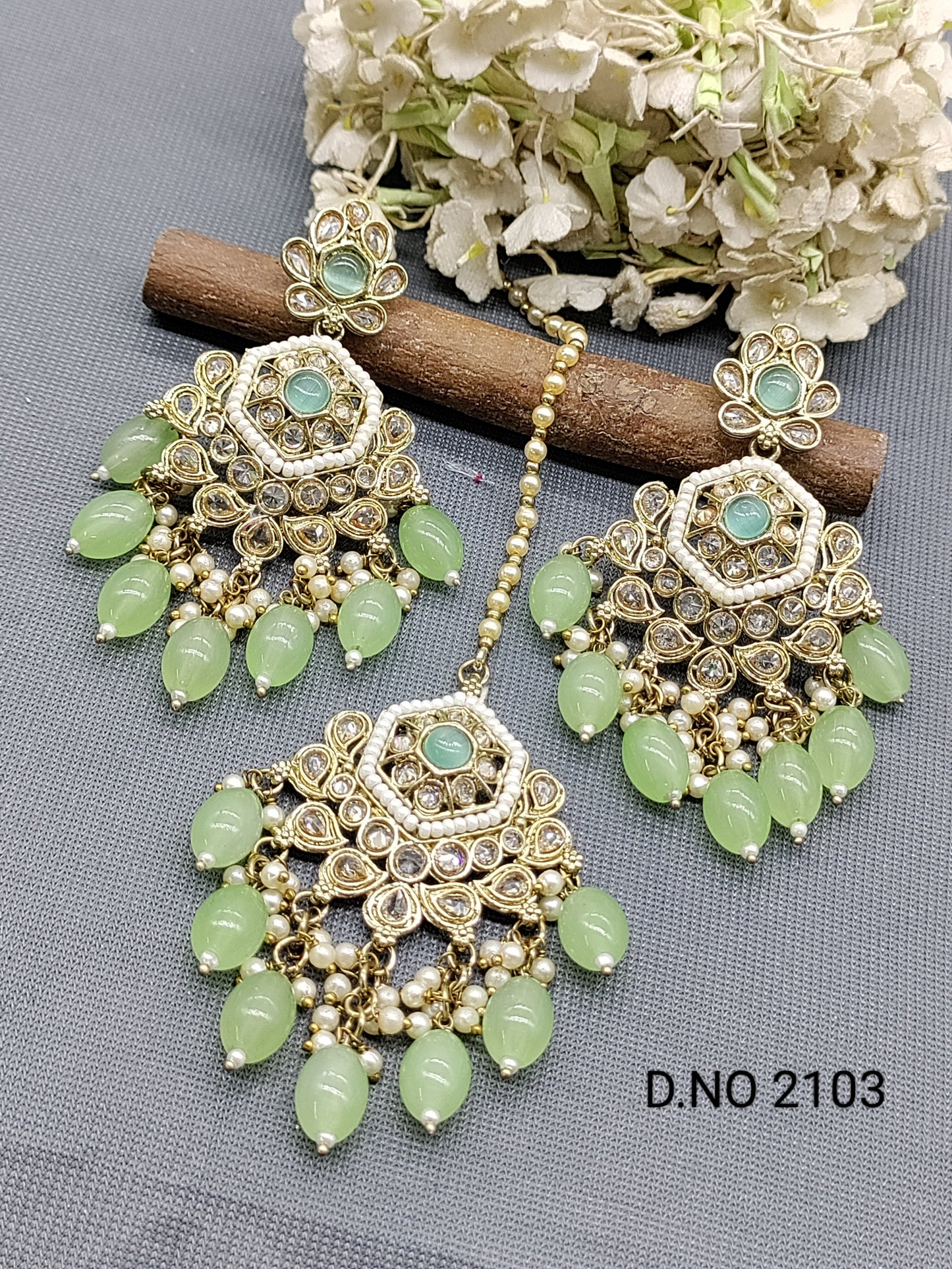 Polki Mehandi Earring & Tica Sku 2103 rchiecreation