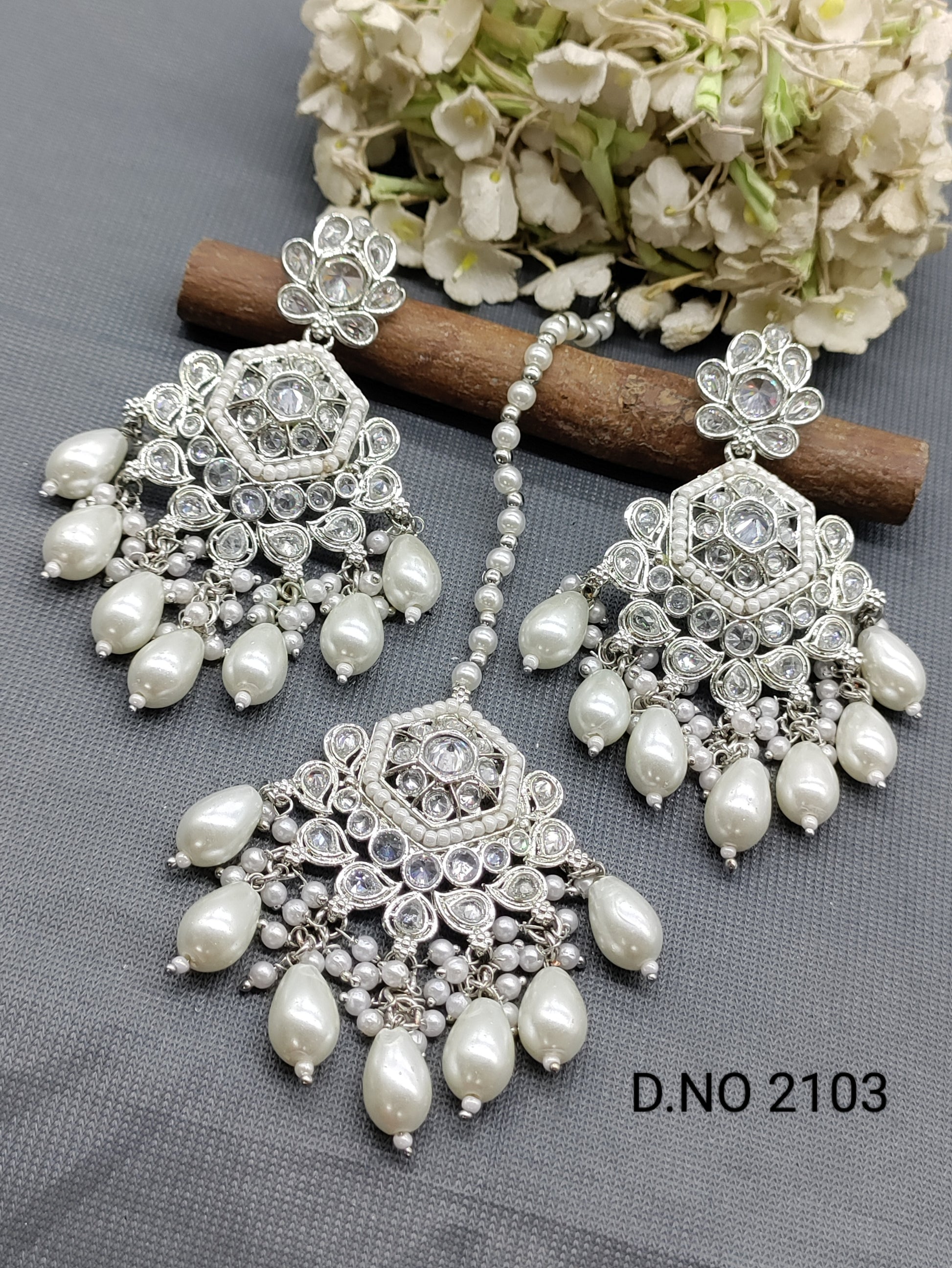 Polki Mehandi Earring & Tica Sku 2103 rchiecreation