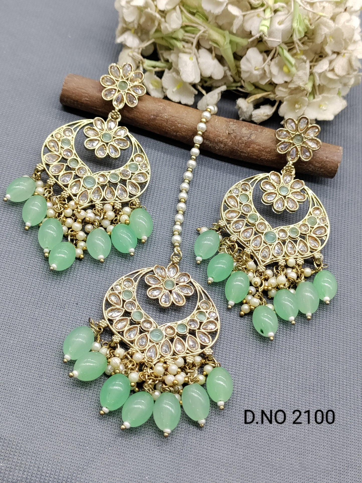 Polki Mehandi Earring & Tica Sku 2100 rchiecreation