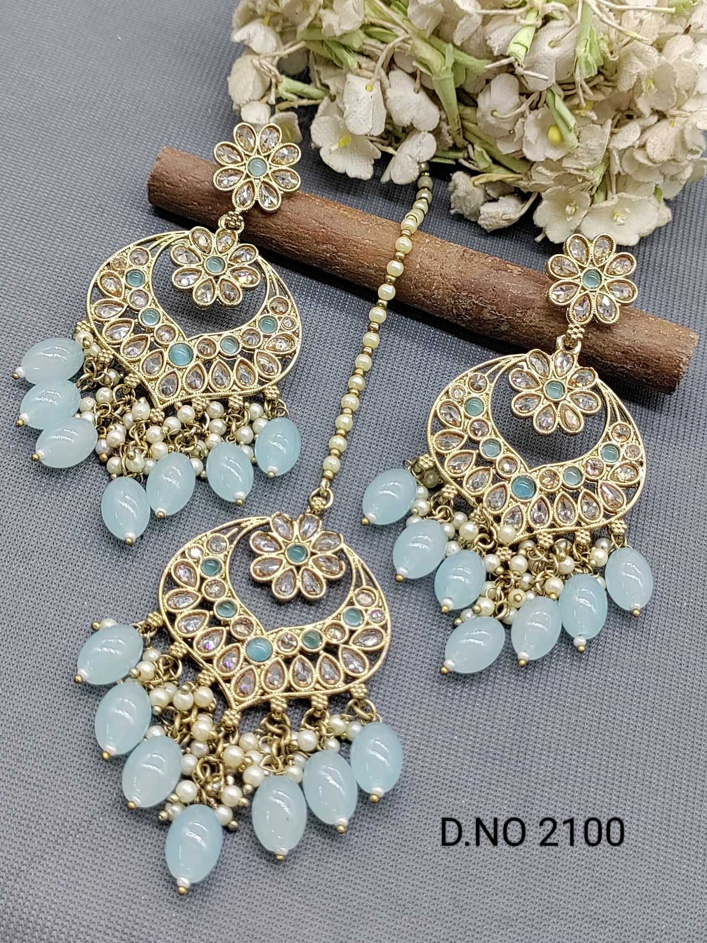 Polki Mehandi Earring & Tica Sku 2100 rchiecreation