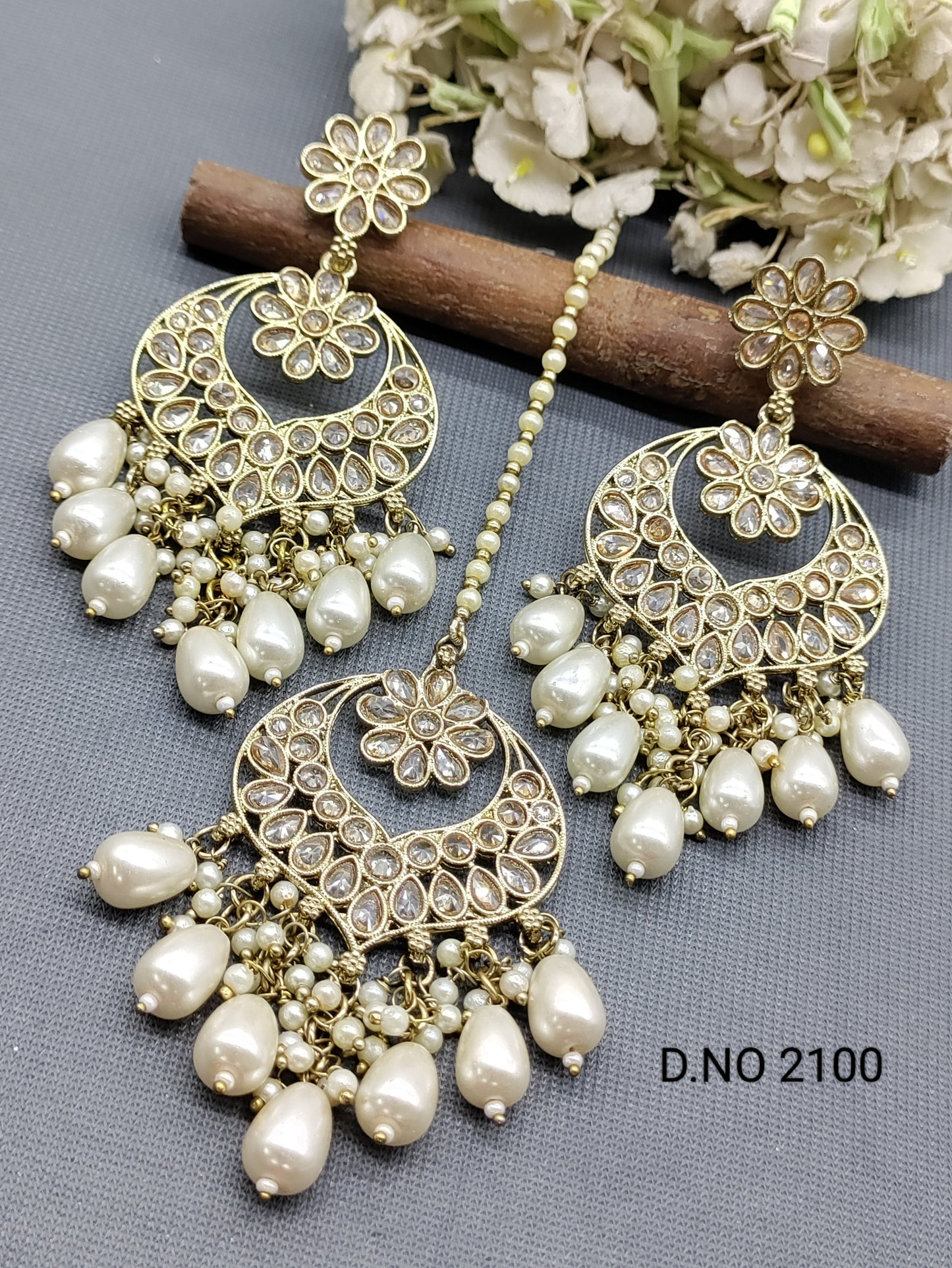 Polki Mehandi Earring & Tica Sku 2100 rchiecreation