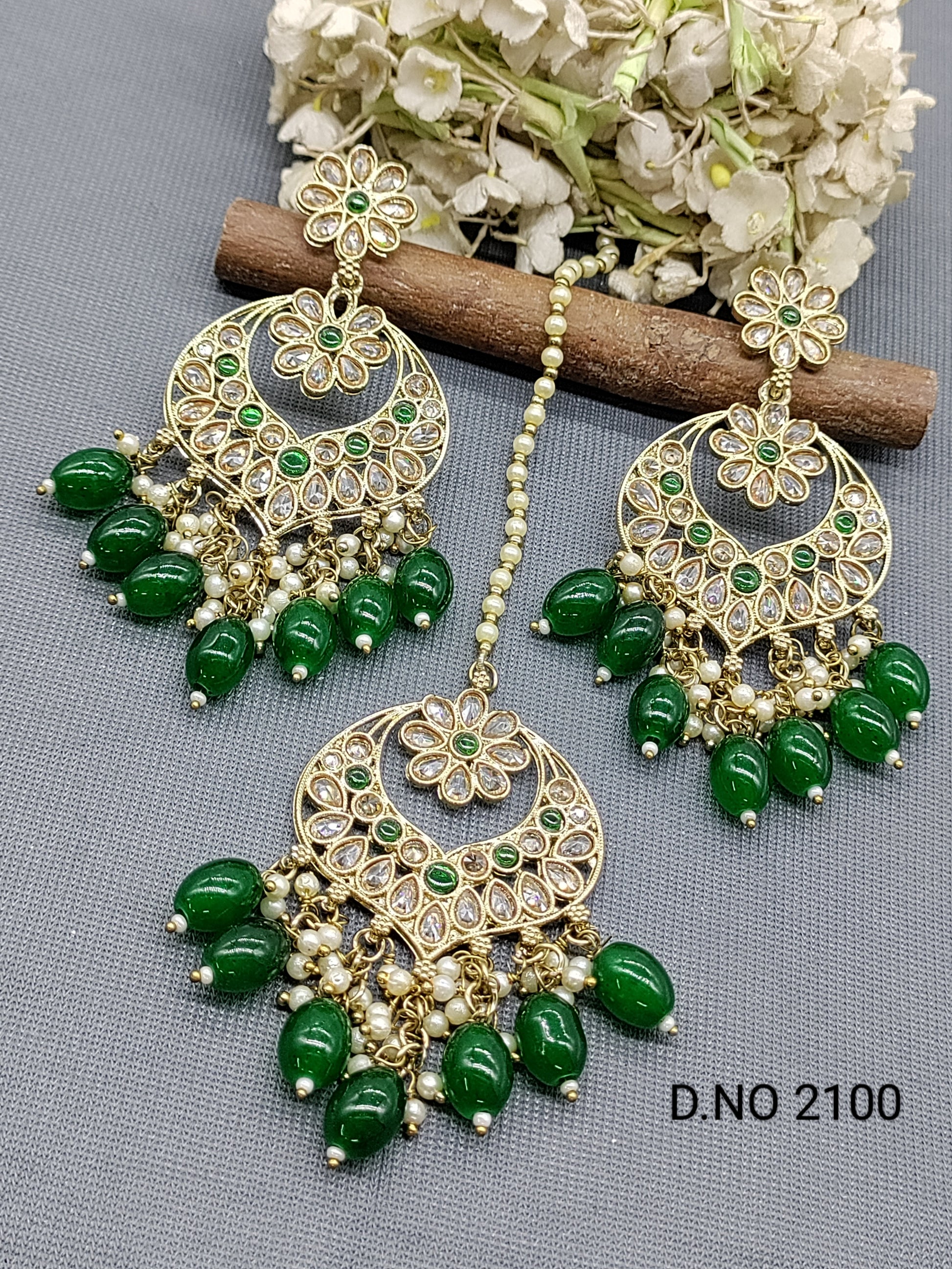 Polki Mehandi Earring & Tica Sku 2100 rchiecreation