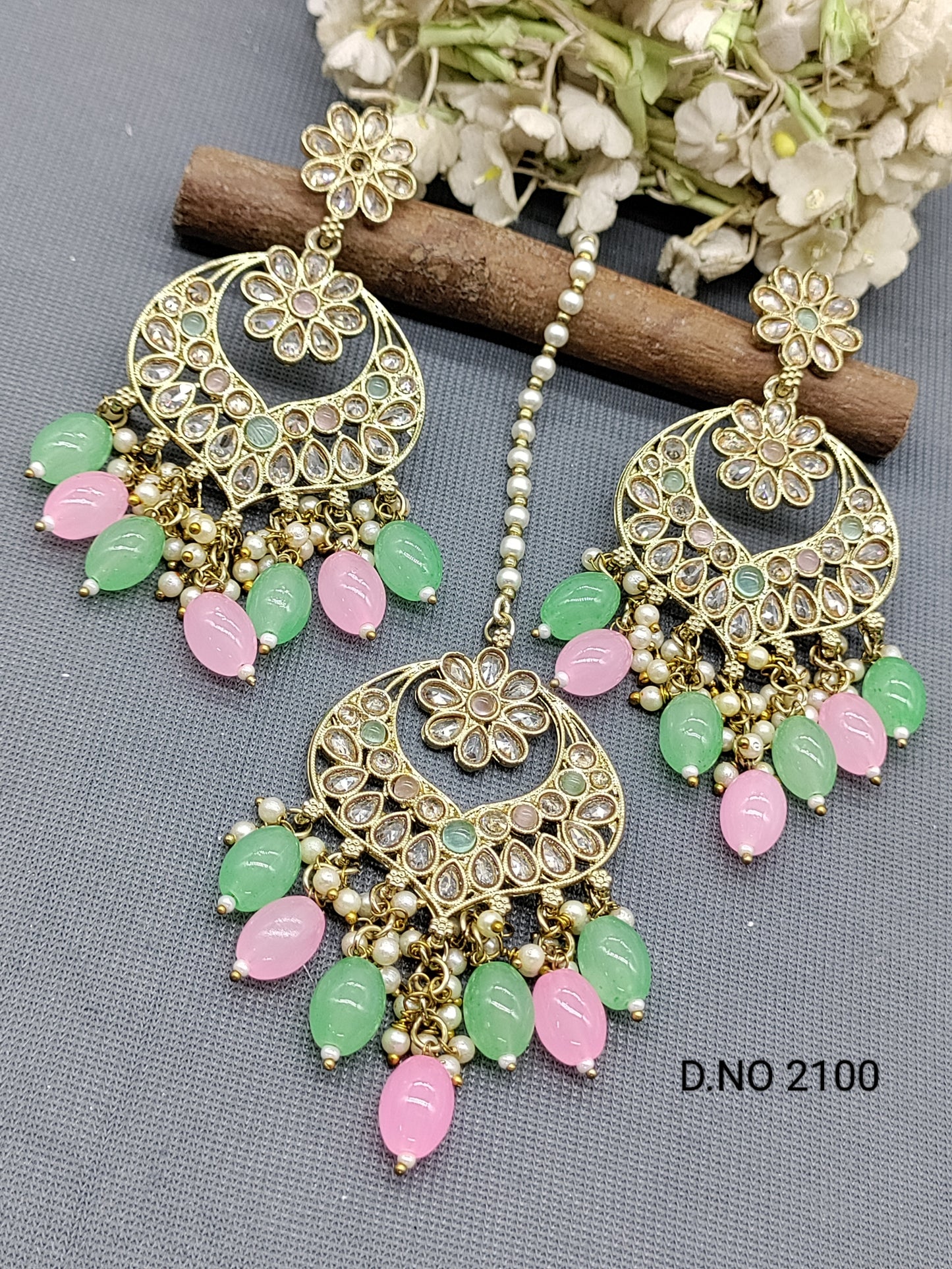 Polki Mehandi Earring & Tica Sku 2100 rchiecreation