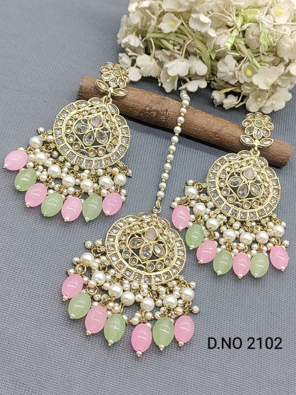 Polki Mehandi Earring & Tica Sku 2102 rchiecreation