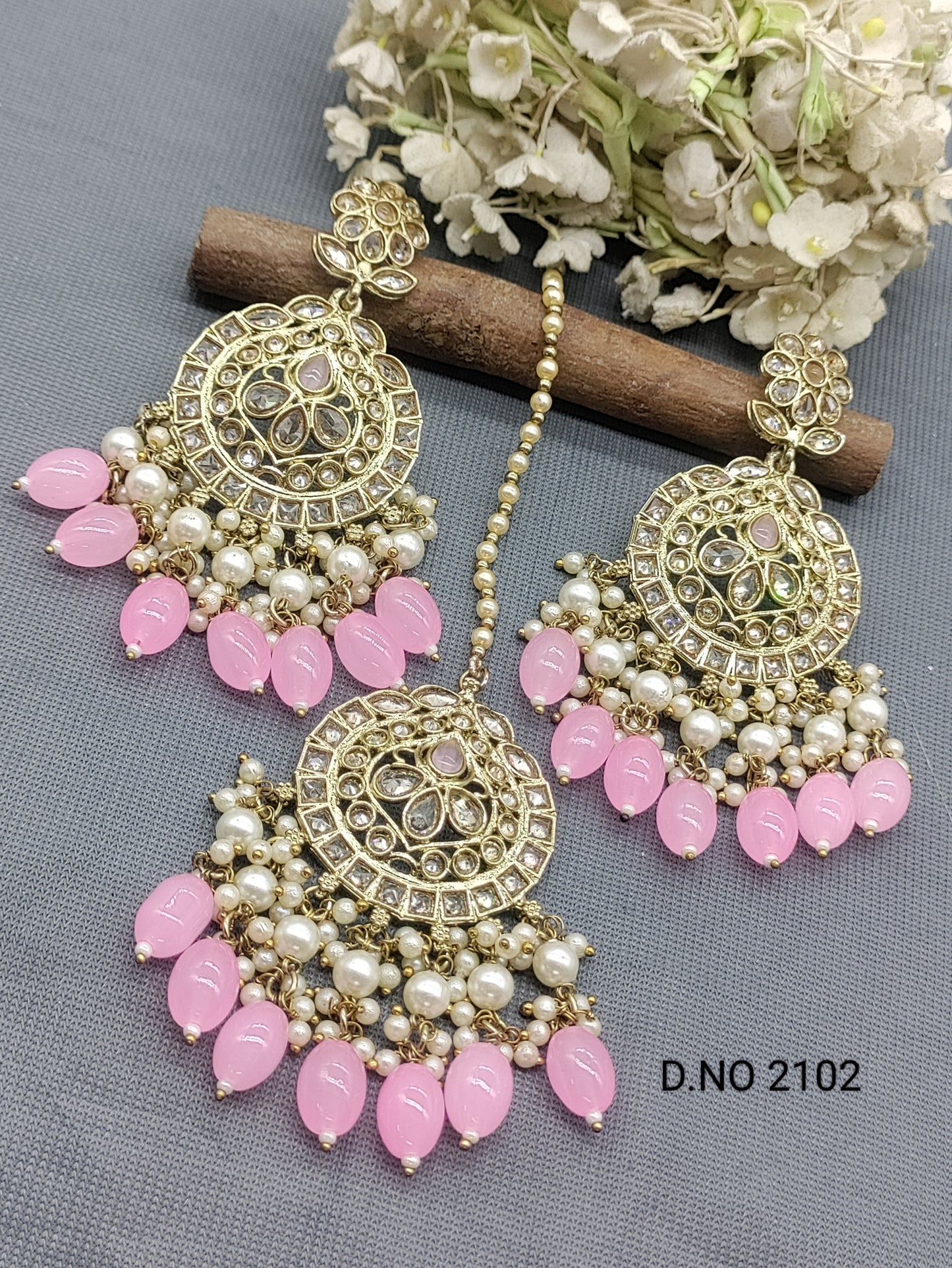 Polki Mehandi Earring & Tica Sku 2102 rchiecreation