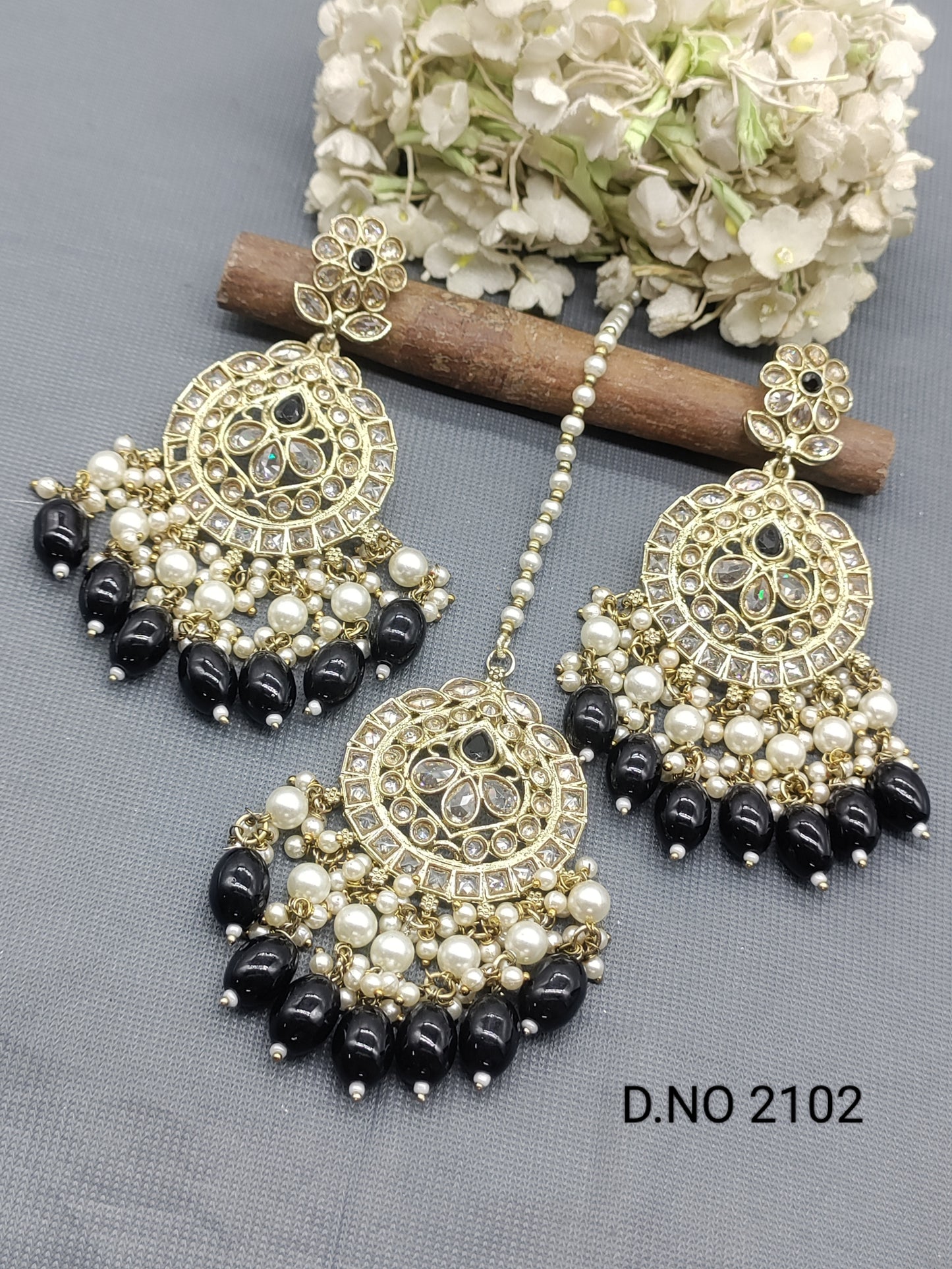 Polki Mehandi Earring & Tica Sku 2102 rchiecreation