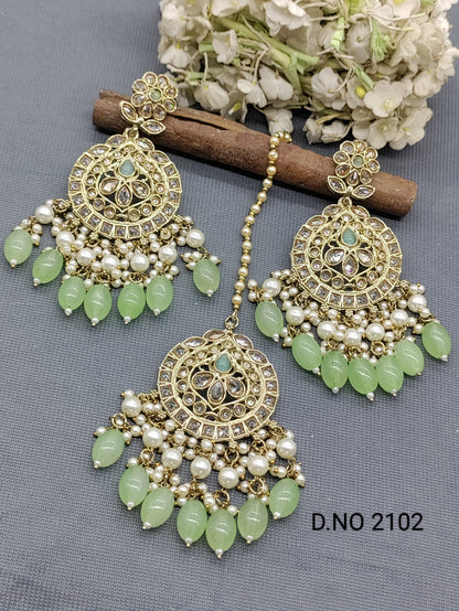 Polki Mehandi Earring & Tica Sku 2102 rchiecreation