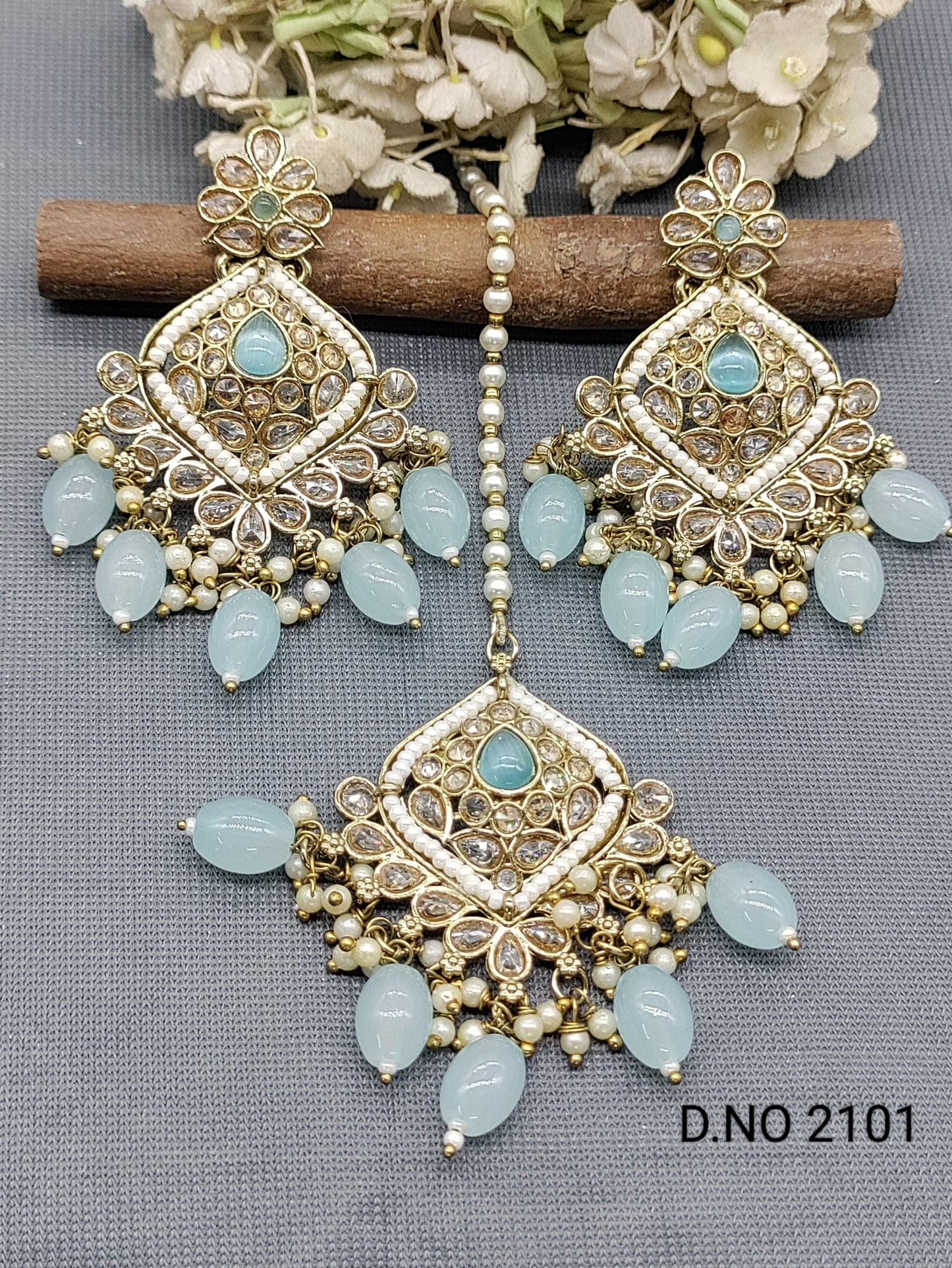 Polki Mehandi Earring & Tica Sku 2101 rchiecreation