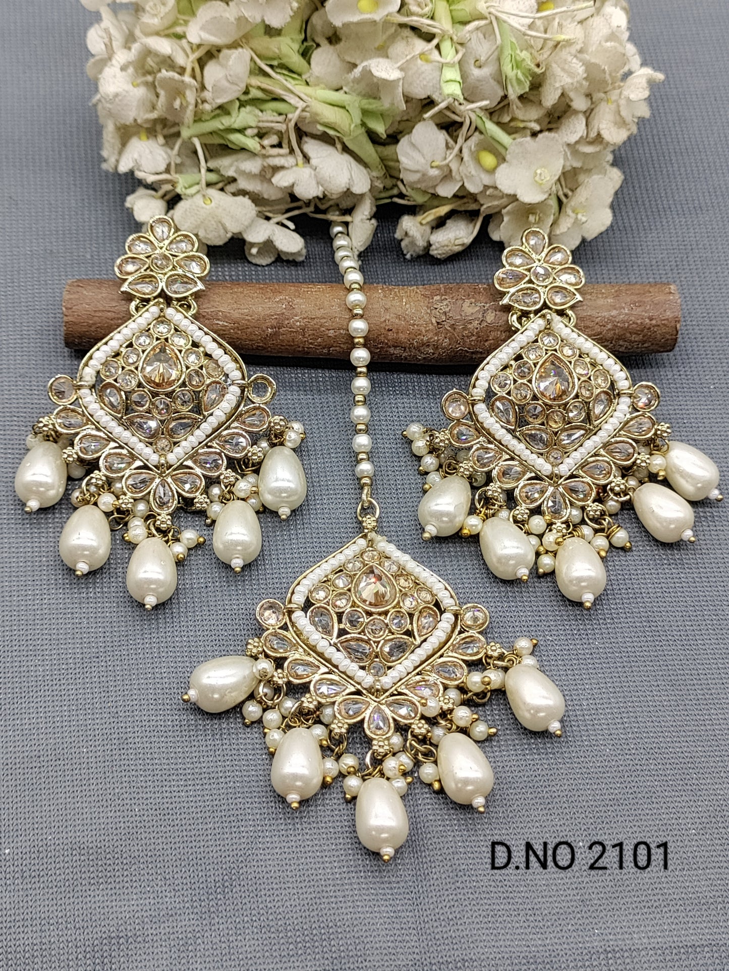 Polki Mehandi Earring & Tica Sku 2101 rchiecreation