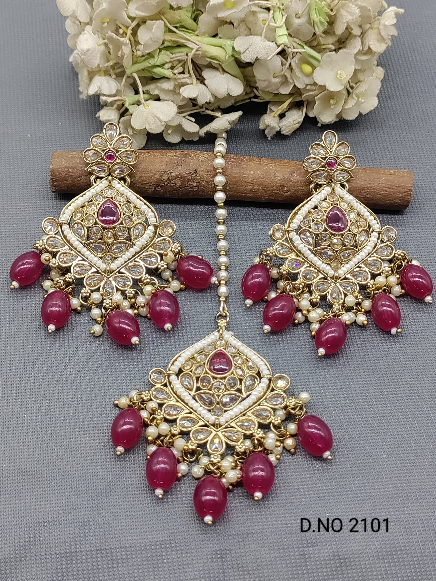 Polki Mehandi Earring & Tica Sku 2101 rchiecreation