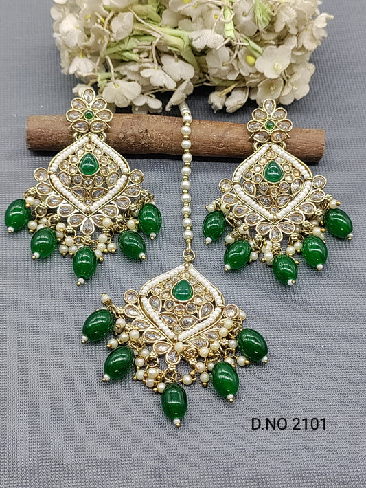 Polki Mehandi Earring & Tica Sku 2101 rchiecreation