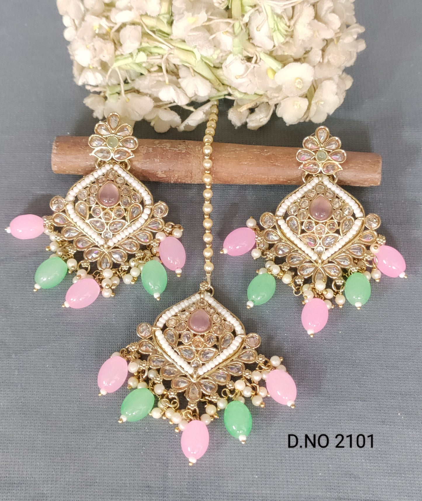 Polki Mehandi Earring & Tica Sku 2101 rchiecreation