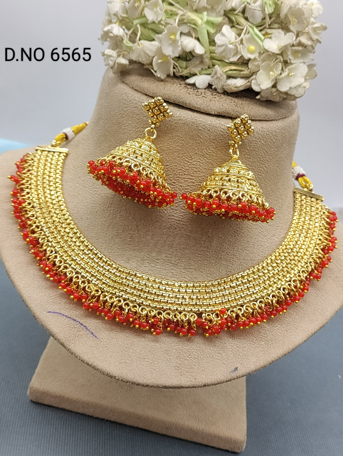 Golden Pearl Necklace Sku 6565 rchiecreation