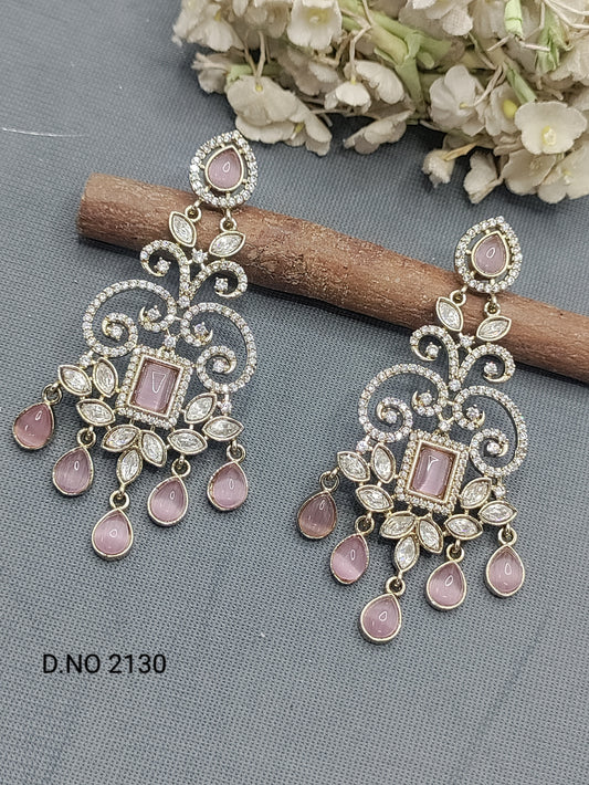 Moissanite Mehandi Earring Sku 2130 rchiecreation