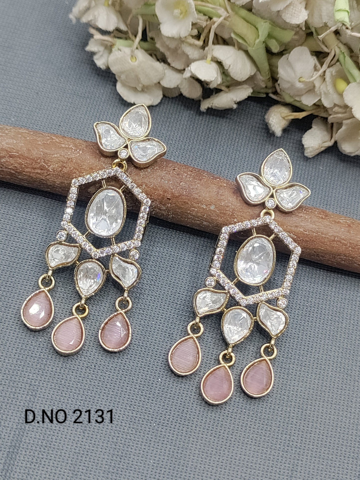 Moissanite Mehandi Earring Sku 2131 rchiecreation