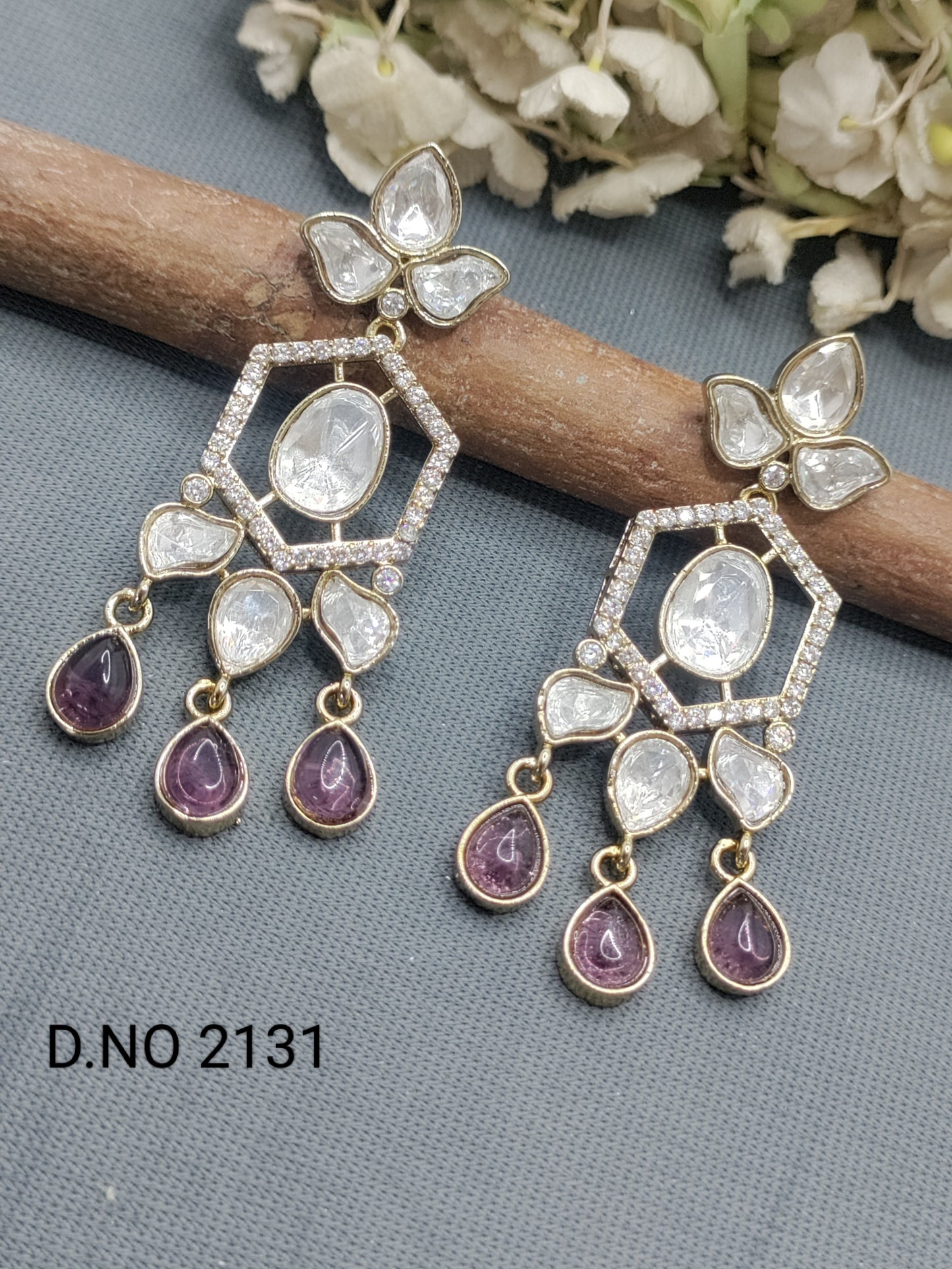 Moissanite Mehandi Earring Sku 2131 rchiecreation