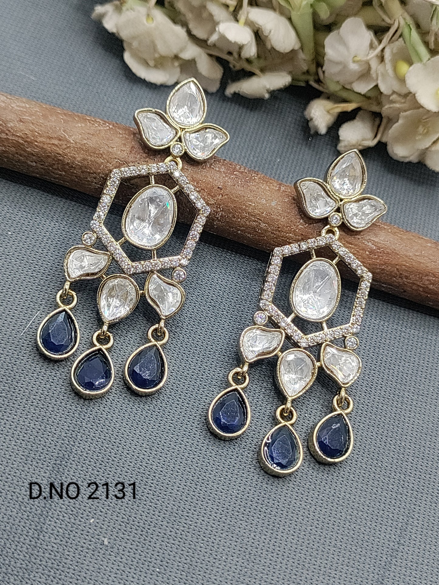 Moissanite Mehandi Earring Sku 2131 rchiecreation