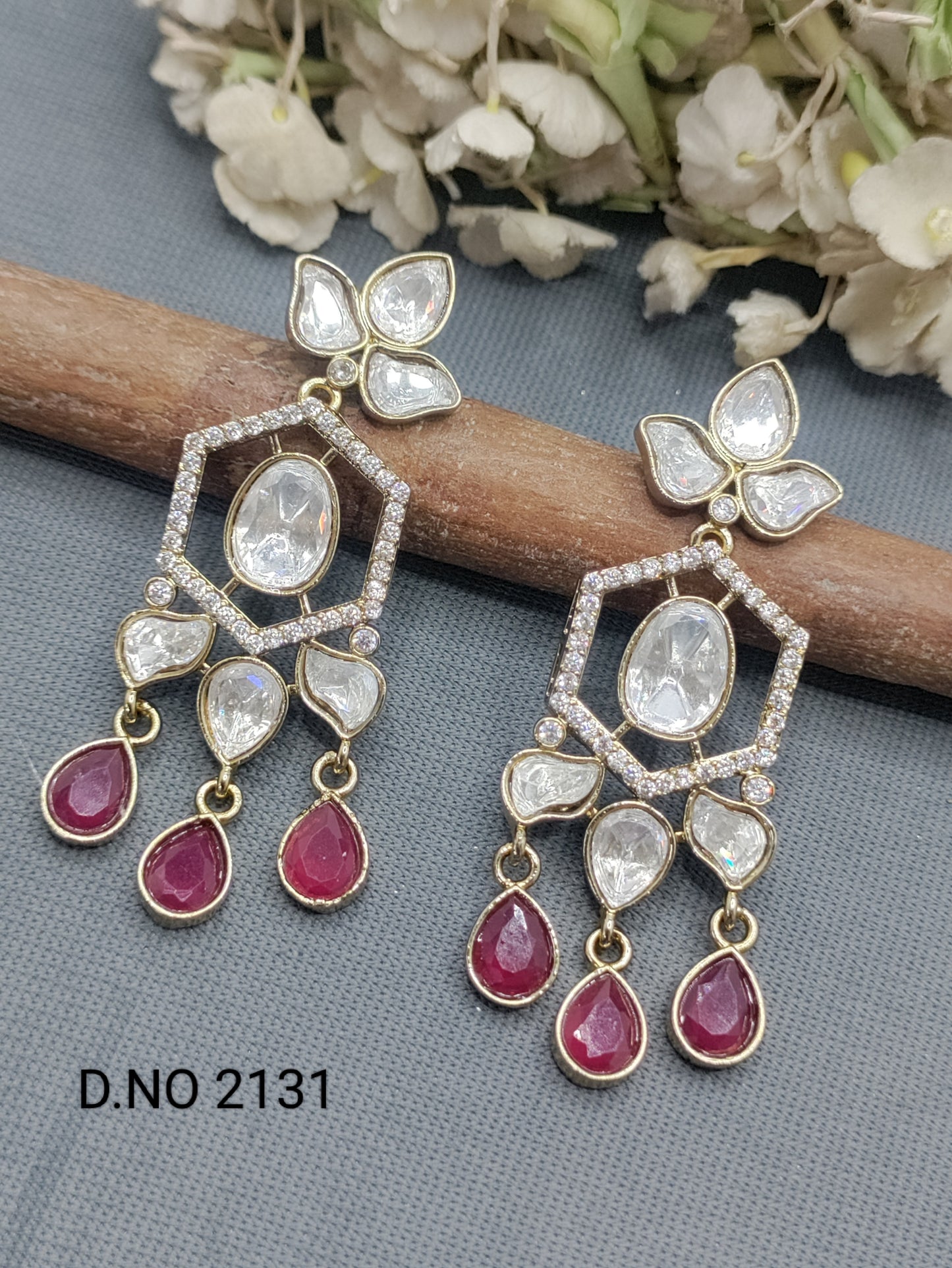 Moissanite Mehandi Earring Sku 2131 rchiecreation