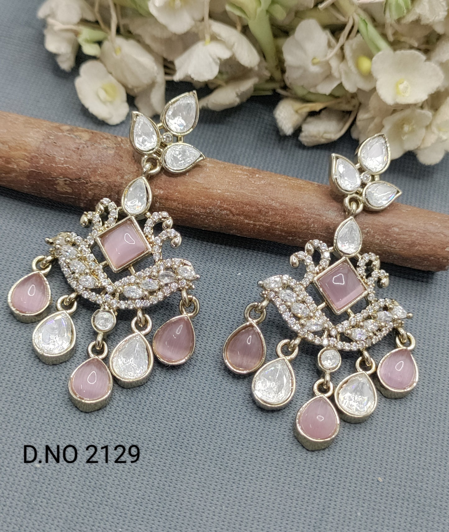 Moissanite Mehandi Earring Sku 2129 rchiecreation