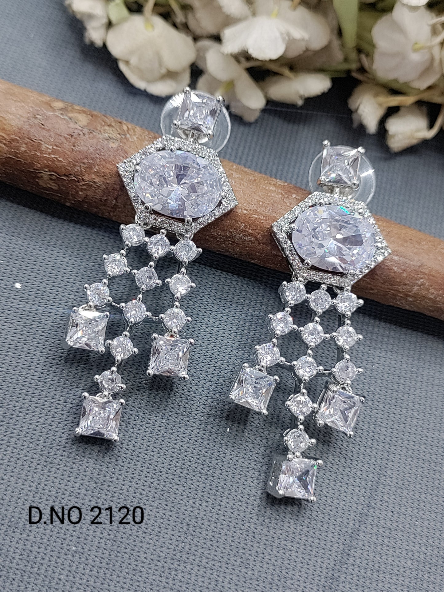 Cz Ad Rodium Earring Sku 2120 rchiecreation