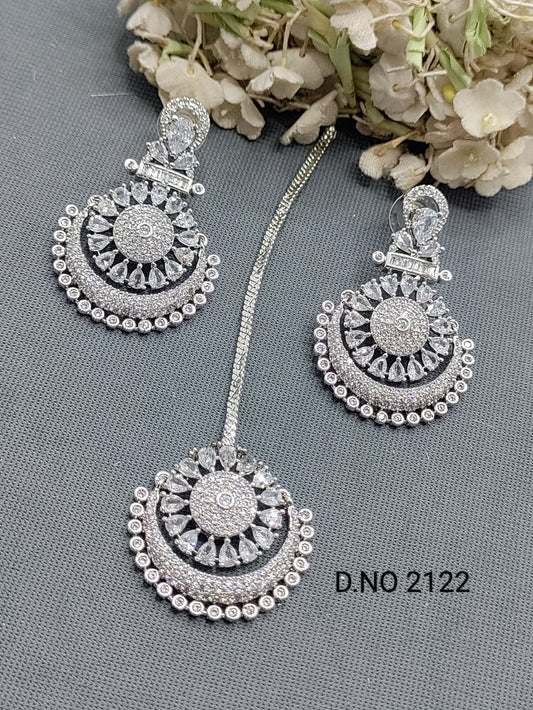 Cz Ad Rodium Earring & Tica Sku 2122 rchiecreation