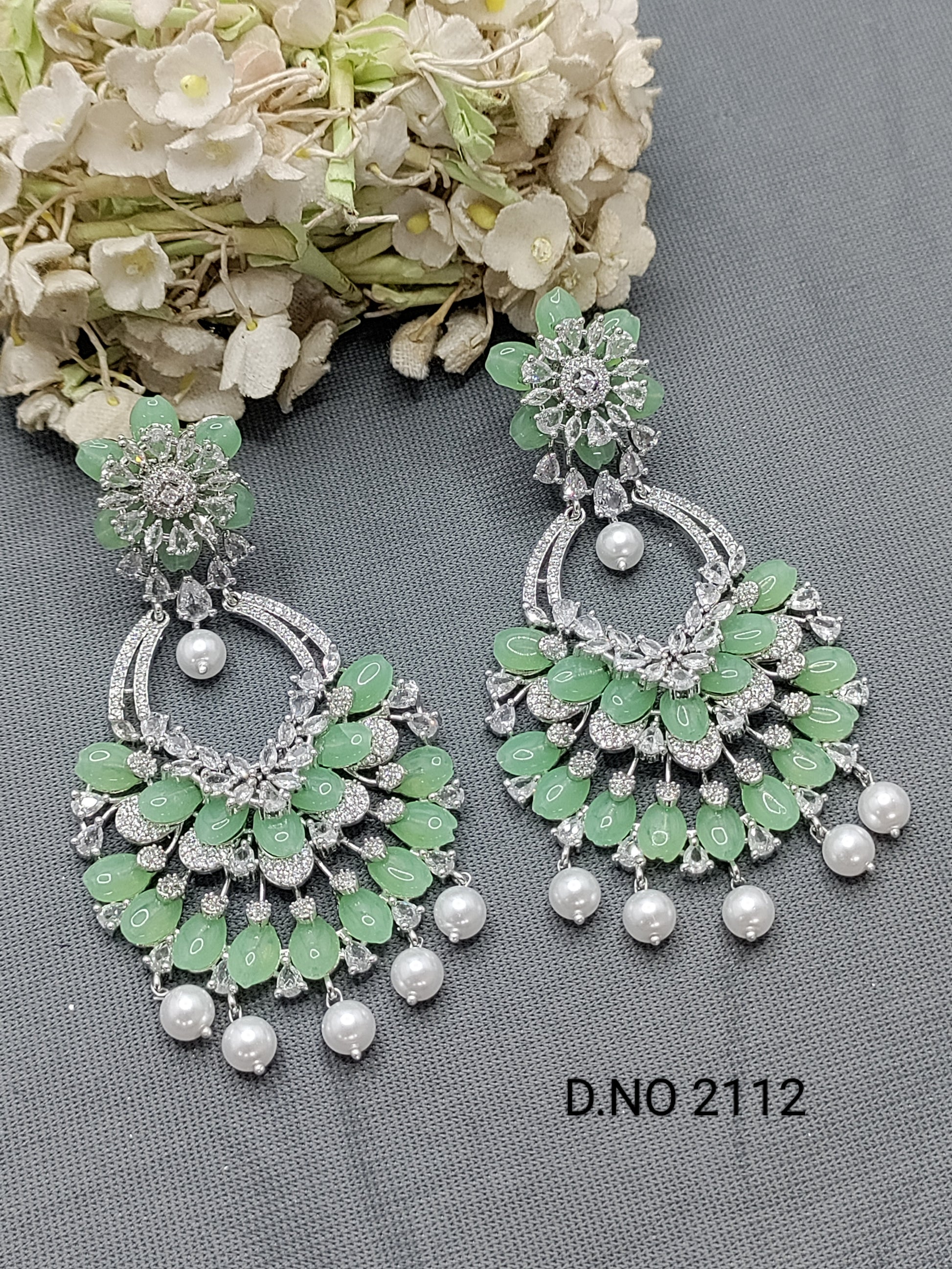 Cz Ad Rodium Earrings Sku 2112 rchiecreation