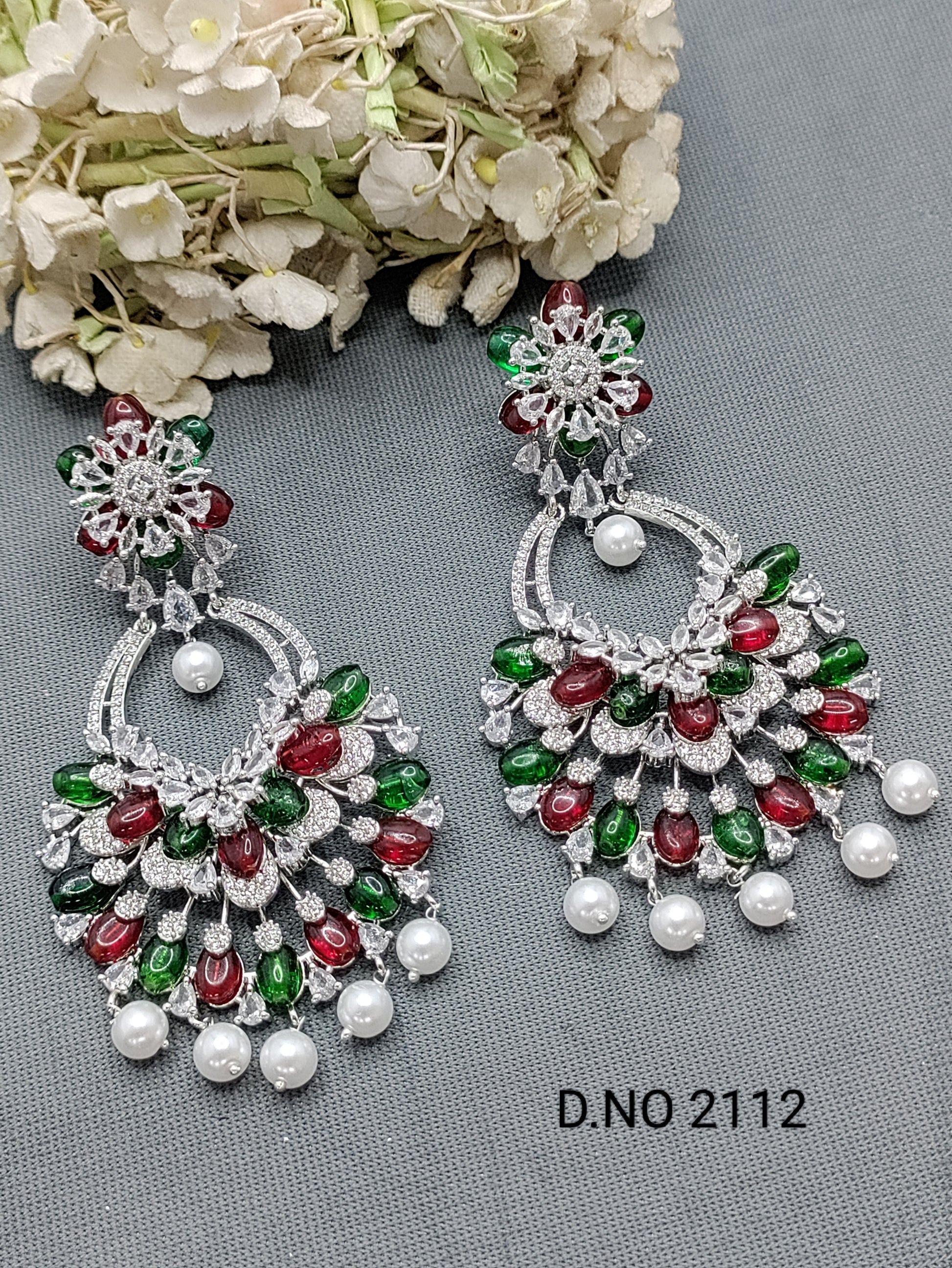 Cz Ad Rodium Earrings Sku 2112 rchiecreation