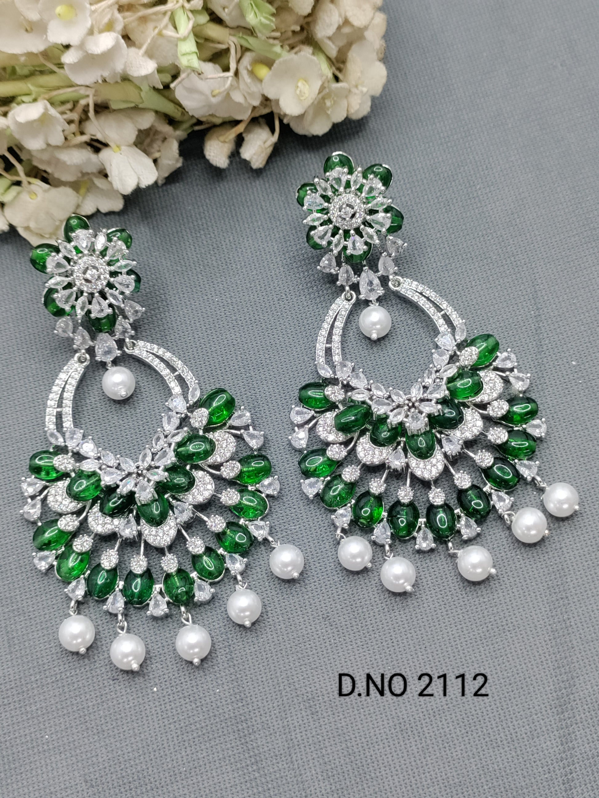 Cz Ad Rodium Earrings Sku 2112 rchiecreation