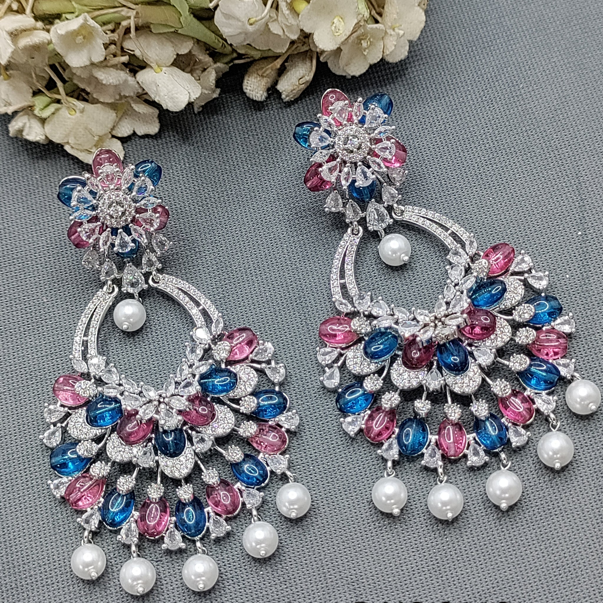 Cz Ad Rodium Earrings Sku 2112 rchiecreation