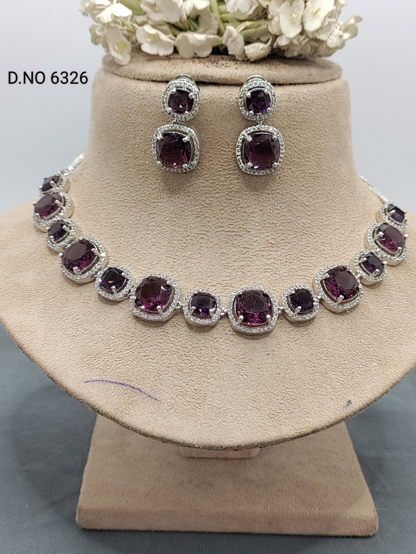 American Diamond Rodium Necklace Sku 6326 C3 rchiecreation