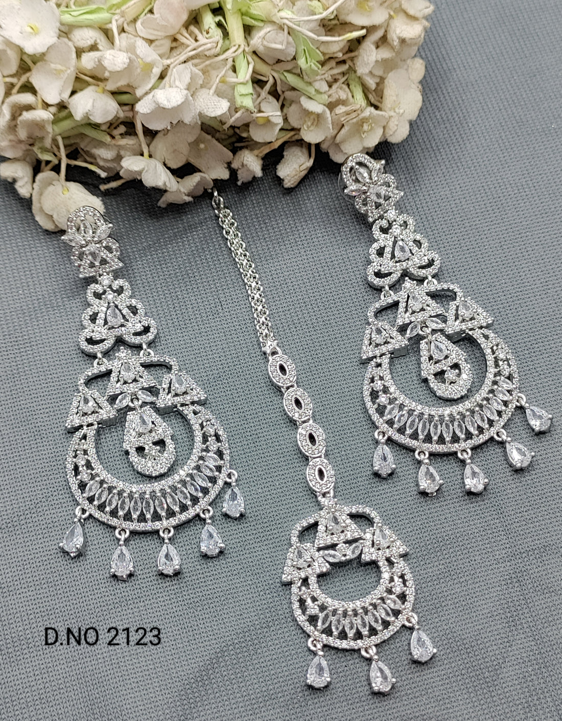Cz ad Rodium Earring & Tica Sku 2123 rchiecreation