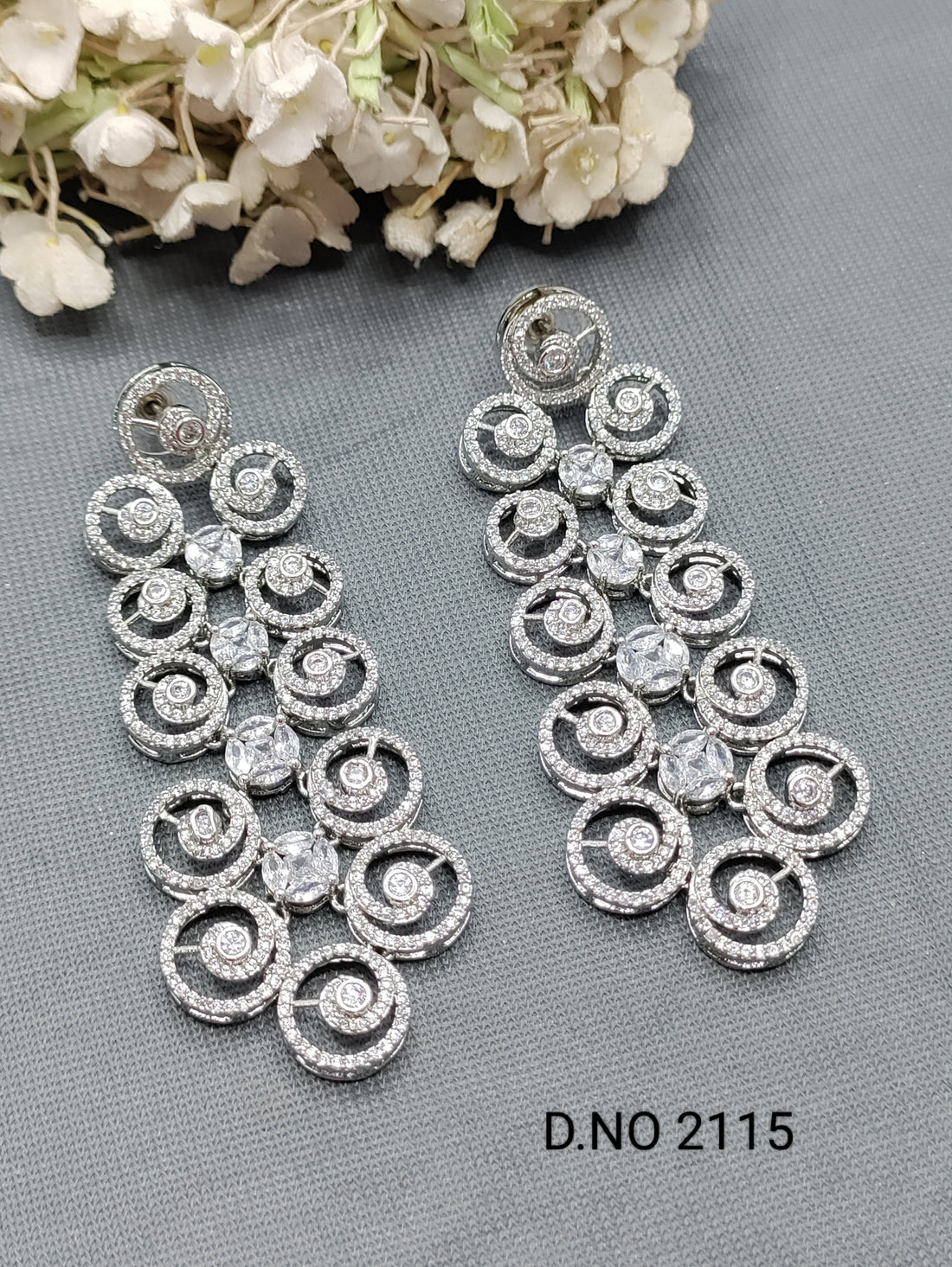 Cz Ad Rodium Earrings Sku 2115 rchiecreation