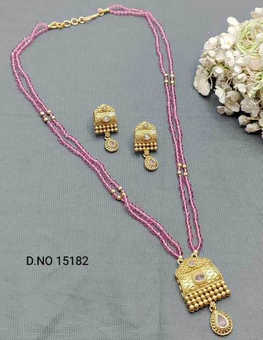 Antique golden mala Necklace Sku 15182 rchiecreation