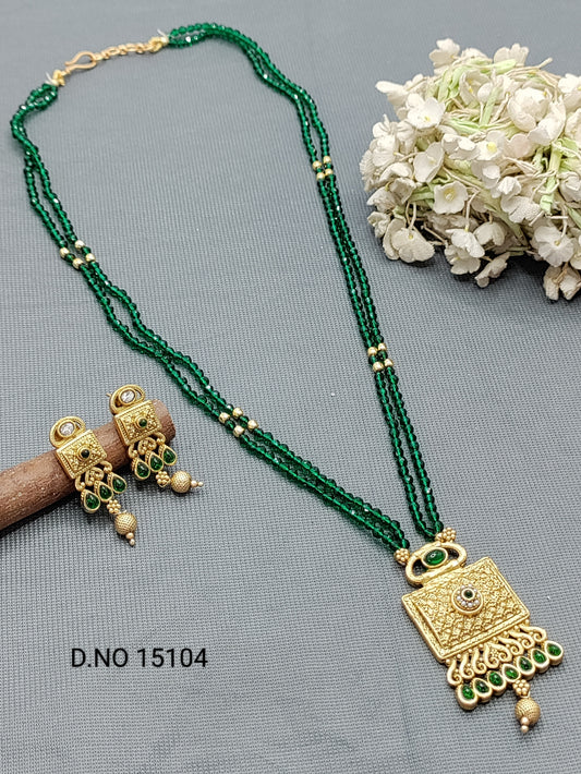 Antique Golden Mala Necklace Sku 15104 rchiecreation