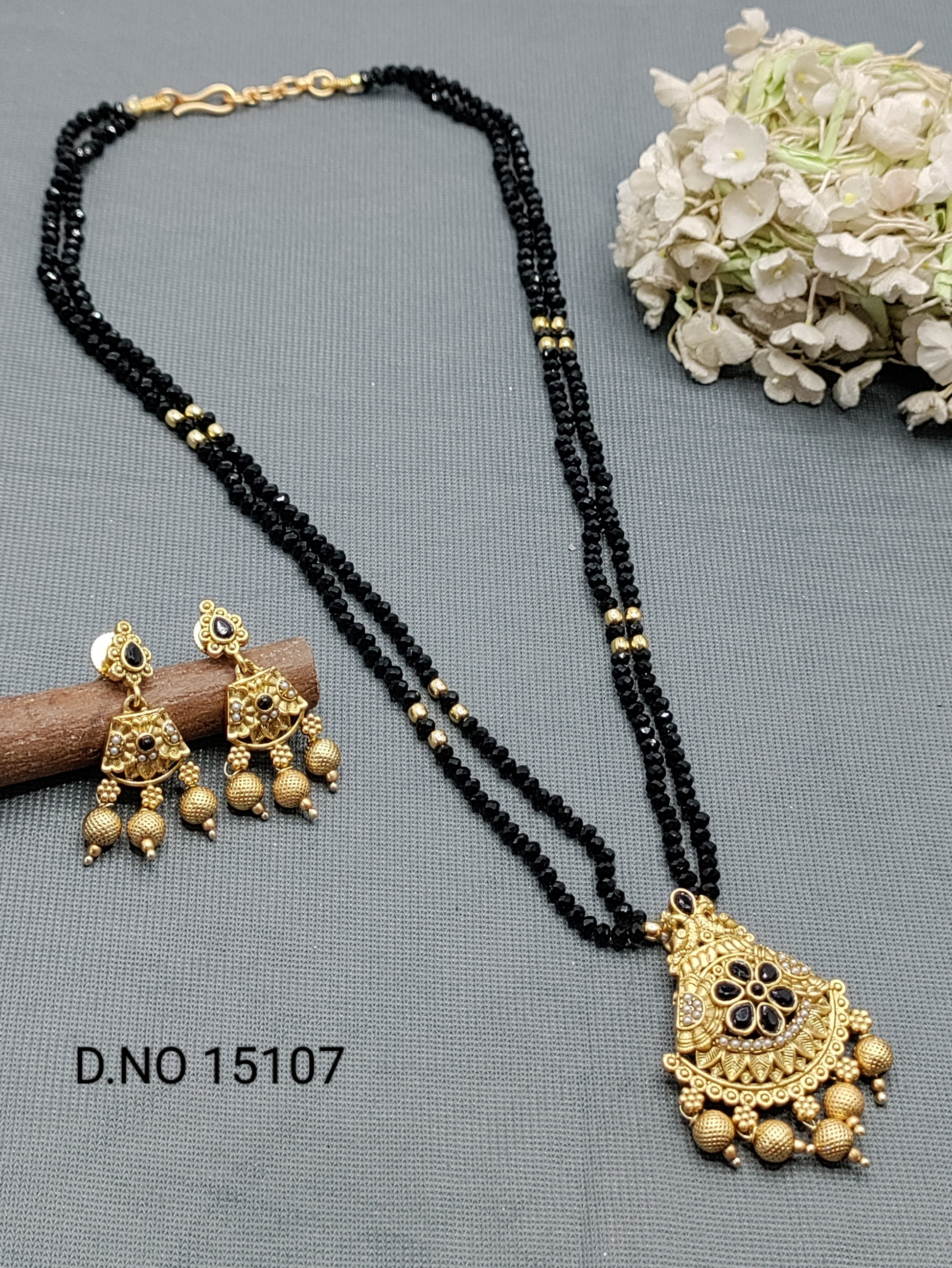 Antique Golden Mala Necklace Sku 15107 rchiecreation