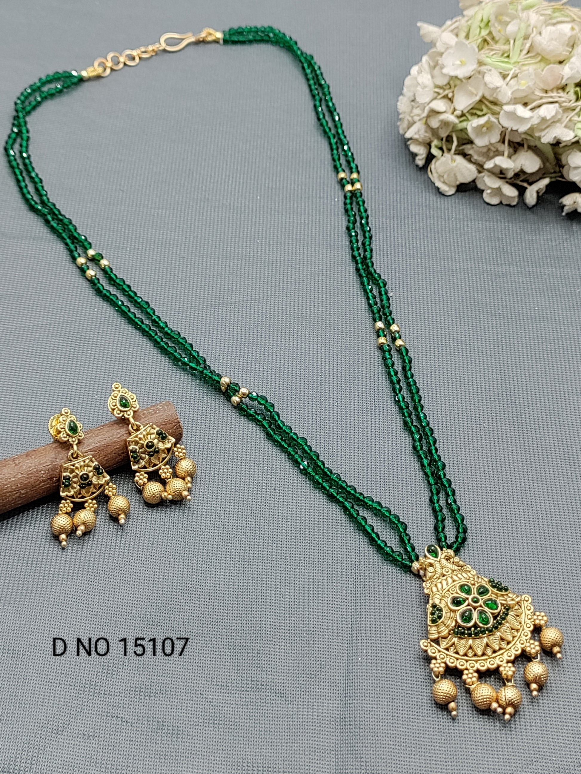 Antique Golden Mala Necklace Sku 15107 rchiecreation
