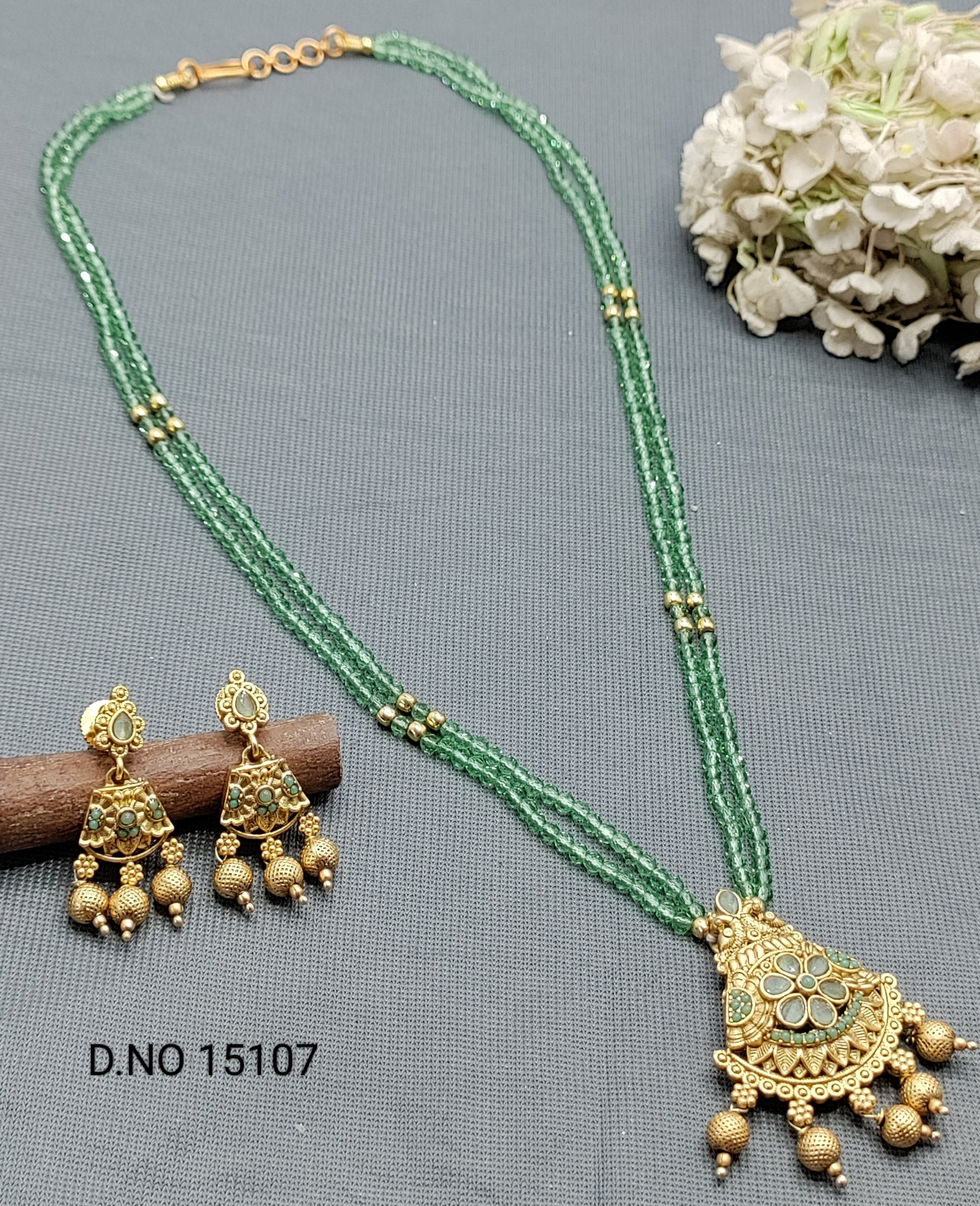 Antique Golden Mala Necklace Sku 15107 rchiecreation