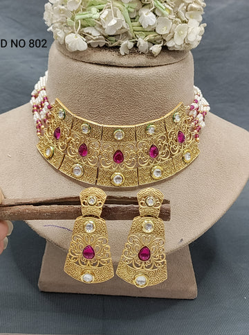 Antique Golden Choker necklace Set Sku 802 rchiecreation