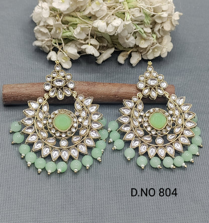 Kundan Earring Mehndi Sku 804 A2 rchiecreation