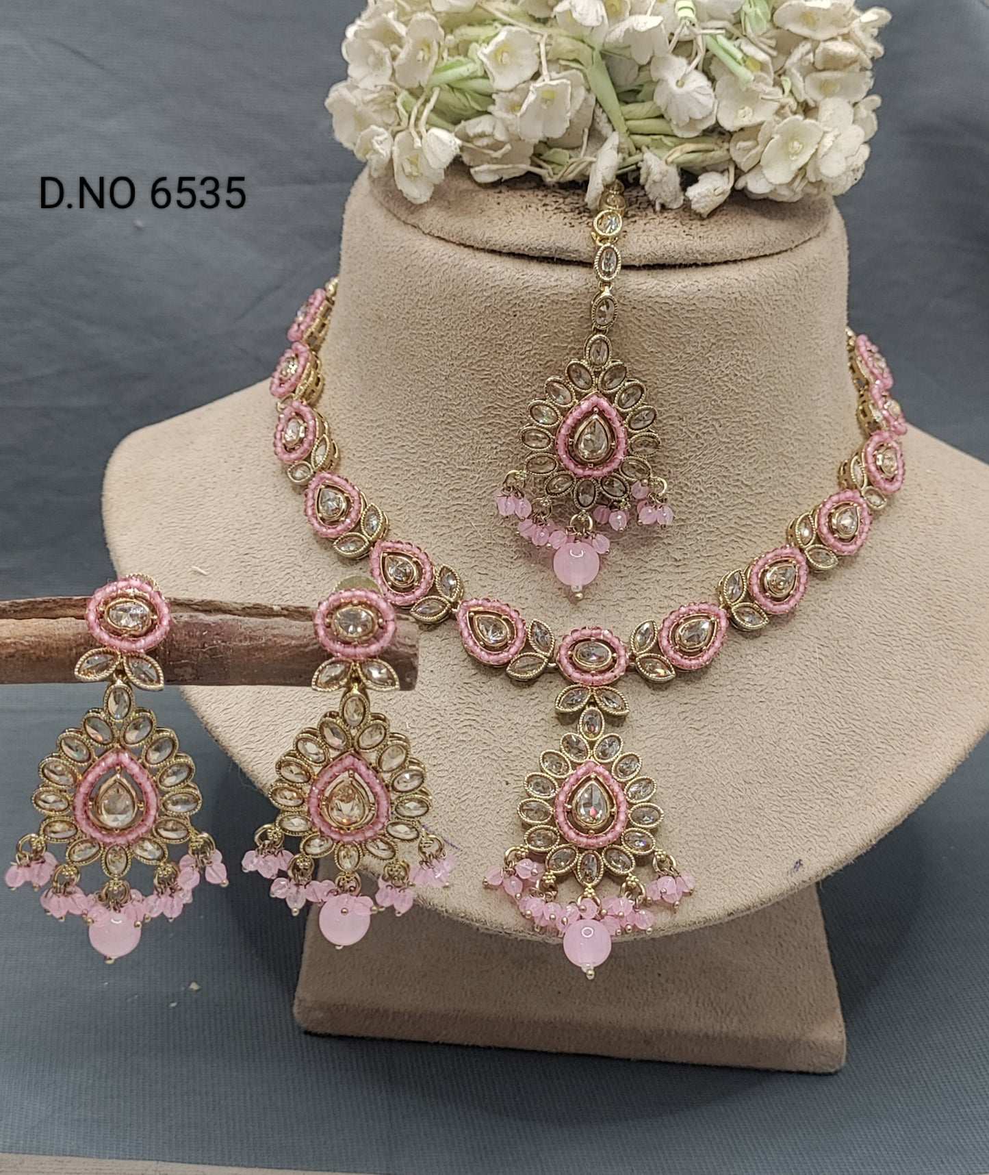 Polki Mehandi Necklace Set Sku 6535 rchiecreation