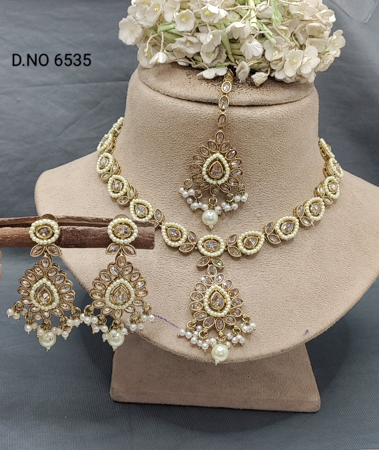 Polki Mehandi Necklace Set Sku 6535 rchiecreation