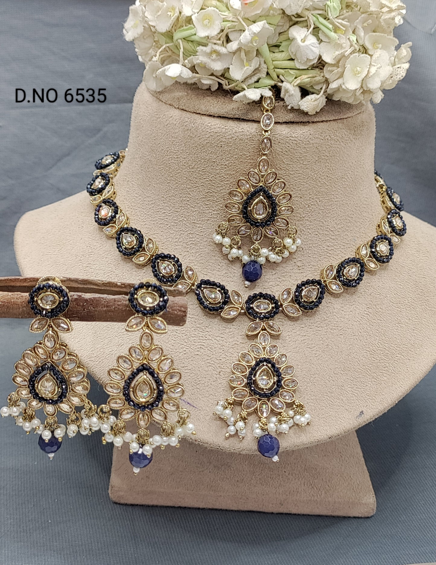 Polki Mehandi Necklace Set Sku 6535 rchiecreation