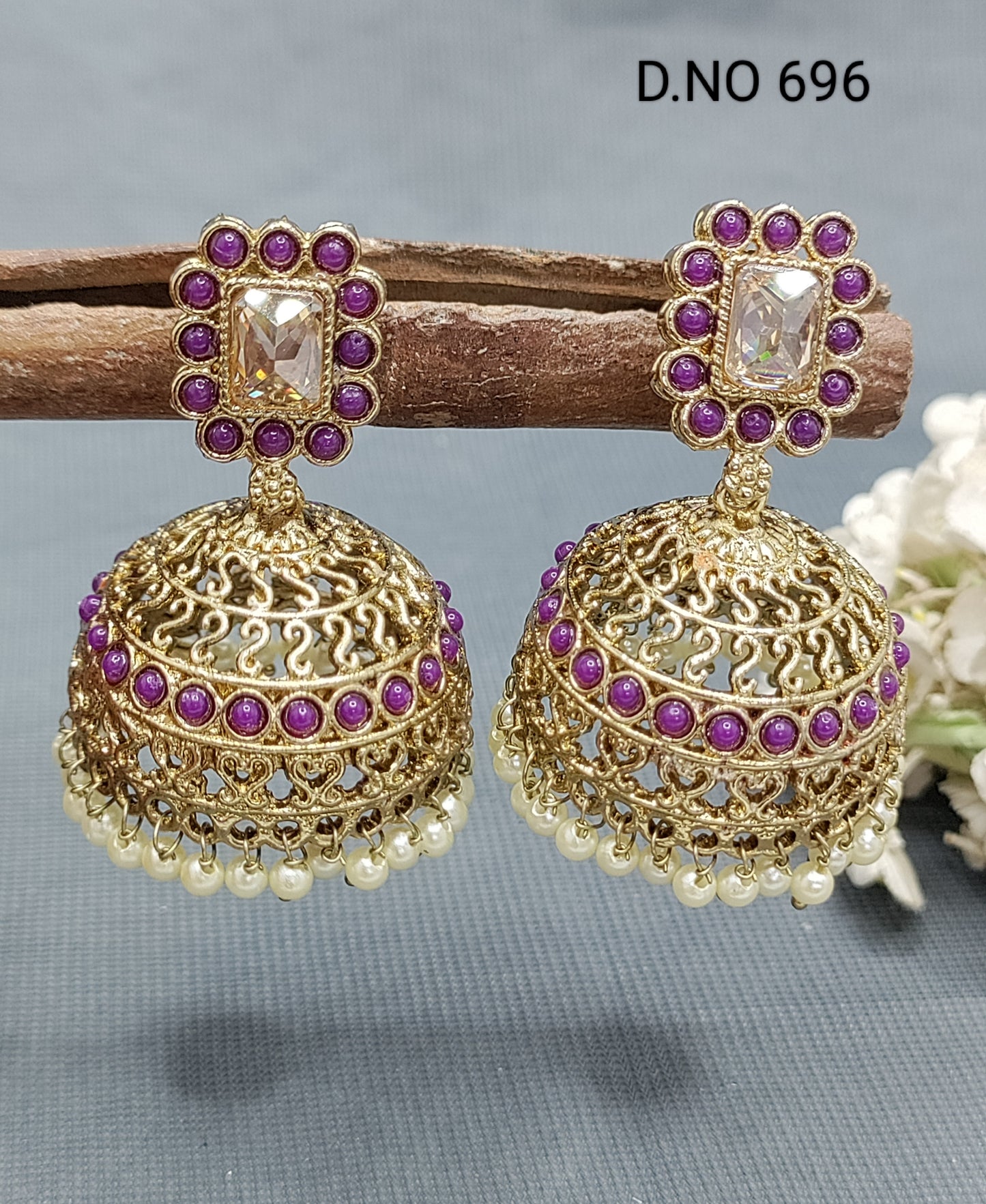 Polki Mehandi Jhumki Earring Sku 696 rchiecreation