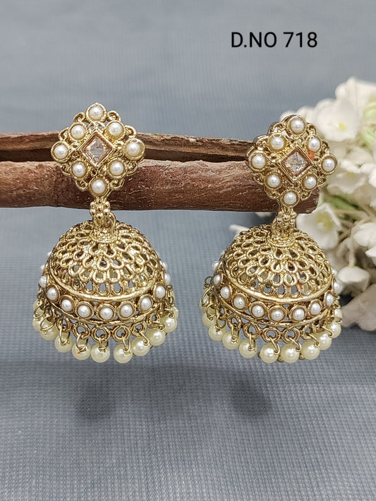 Polki Mehandi Jhumki Earring Sku 718 rchiecreation