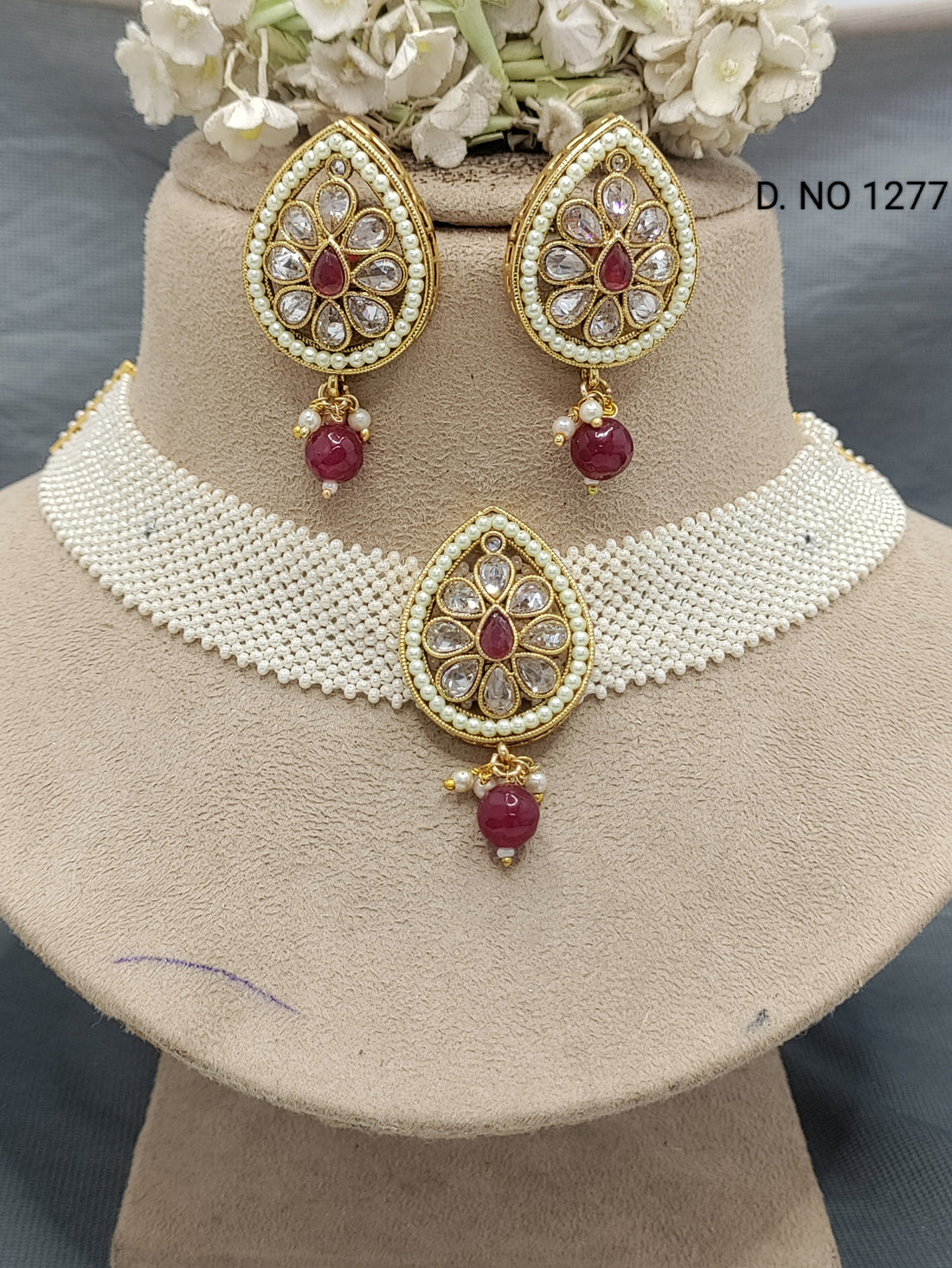 Antique Golden Choker Necklace Set Sku 1277 rchiecreation