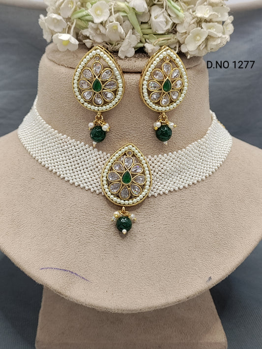 Antique Golden Choker Necklace Set Sku 1277 rchiecreation